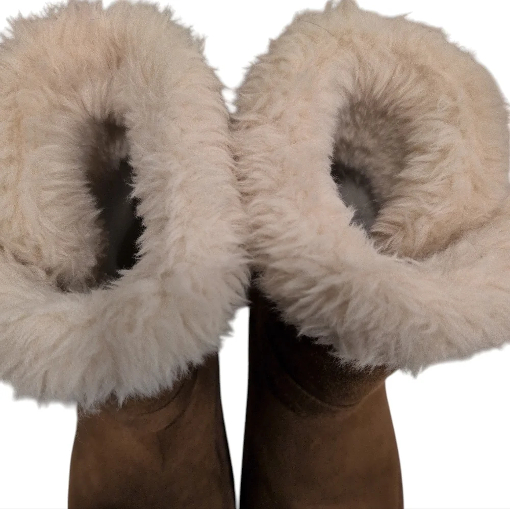 *Out Of Stock* Girls Buckle Faux Fur Chalet Boots - tan